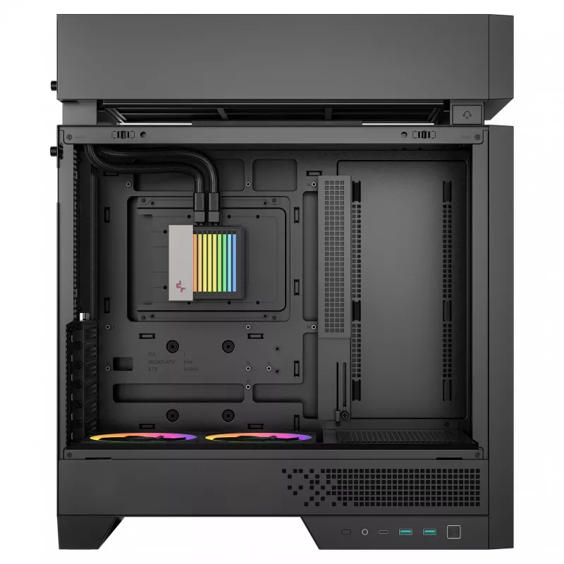 Caixa de PC de secretária DeepCool CL6600 preta — suporta fontes de alimentação ATX/PS2/SFX/SFX-L, ventoinha frontal de 140 mm, topo/traseira de 120/140 mm, unidades de 2,5/3,5 polegadas