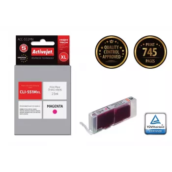 Tinteiro Activejet ACC-551MN (substituto para Canon CLI-551M; Supreme; 15 ml; magenta)