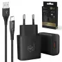 Extralink Smart Life conjunto com cabo USB-A para USB-C e carregador de 12 W, 2 m, preto
