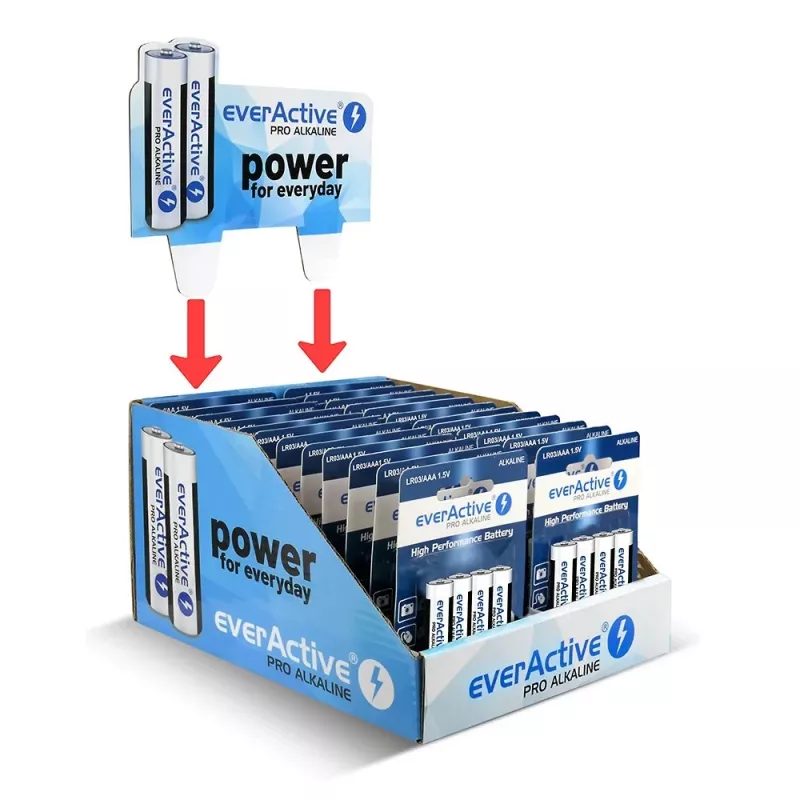 Pilhas alcalinas everActive AAA LR034BLPADIS – embalagem de 96 unidades