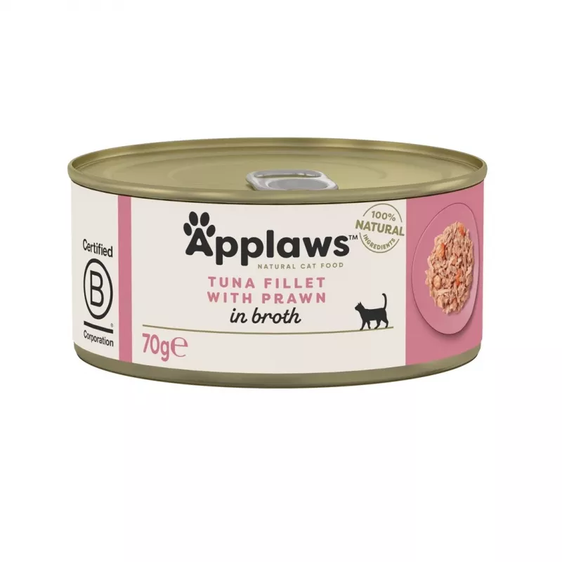 APPLAWS Filete de Atum com Camarão em Caldo - comida húmida para gatos - 70 g