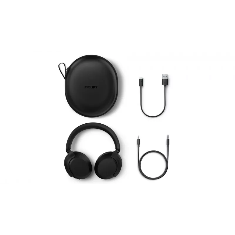 Auscultadores/headset Philips TAH8000EBK/00 sem fios com arco de cabeça, chamadas/música USB Type-C Bluetooth preto