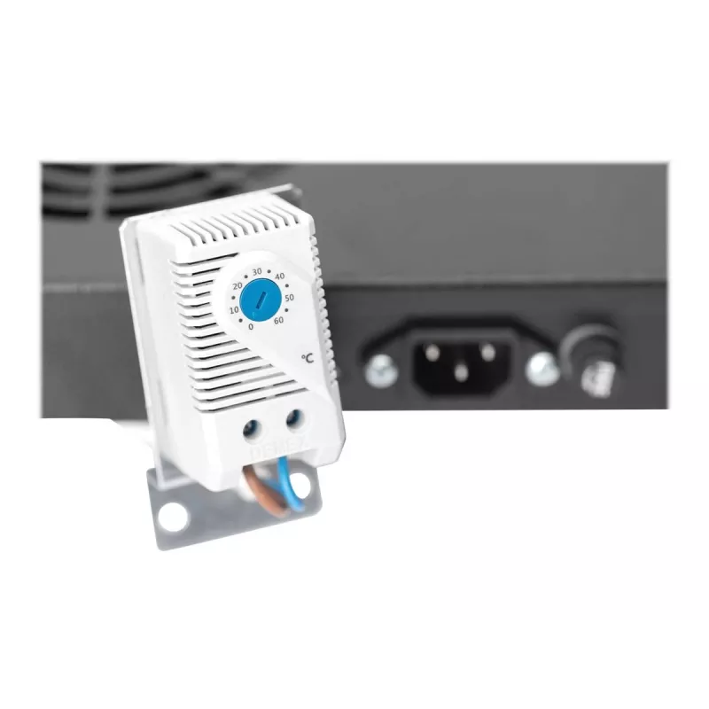 Digitus DN-19 FAN-4-HO-SW unidade de ventilação de teto de 19 polegadas, 4 ventoinhas, termóstato, preto