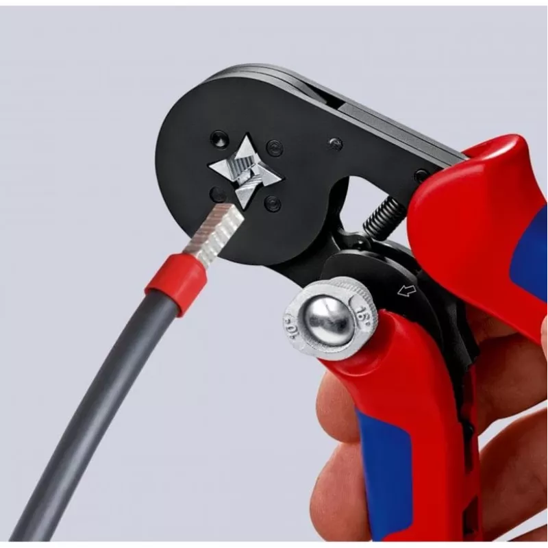 Alicate de cravar autoajustável 97 53 04 SB (vermelho/azul, para terminais de fio)
