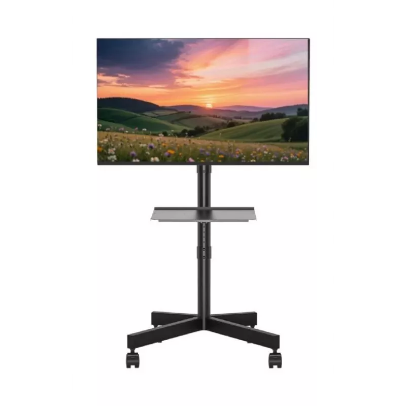 Suporte de chão para TV Gembird com rodas (inclinável) para 32–55 polegadas, VESA 100x100–400x400, carga máx. 30 kg, preto