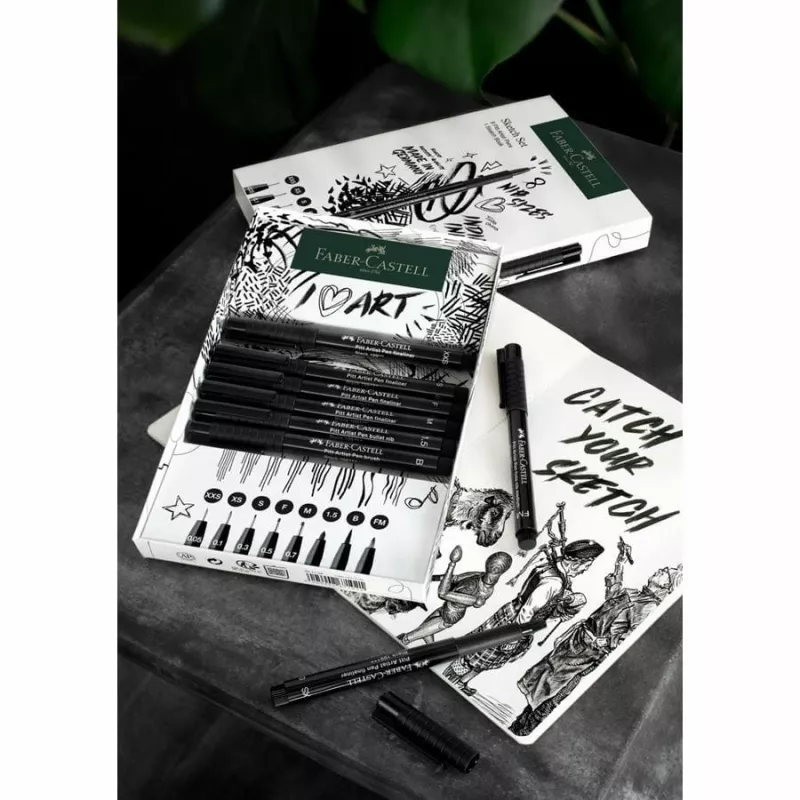 Fineliner Faber-Castell 267102 Multi preto 8 unid. ponta redonda