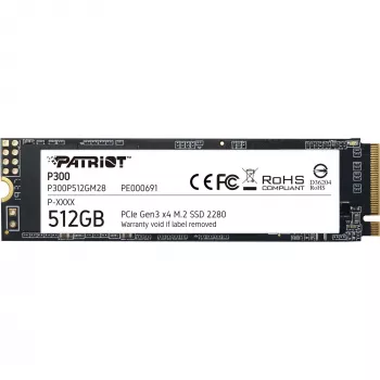 SSD interno PATRIOT P300 512 GB M.2 PCIe NVMe — Leitura 1700 MB/s, Escrita 1200 MB/s, 3D NAND, 3,8 mm, TBW 240