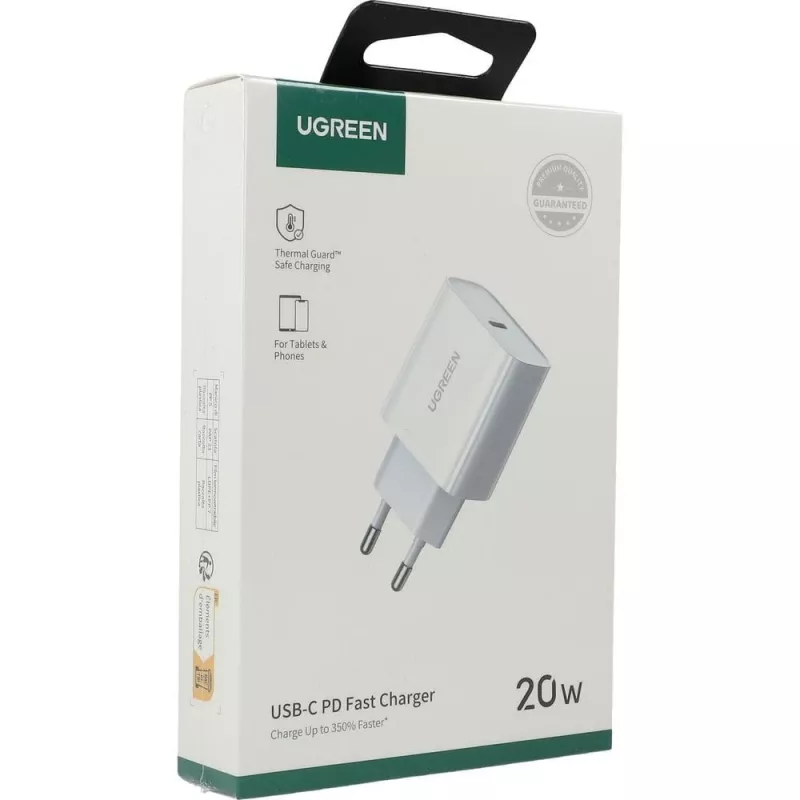 Fonte de alimentação Ugreen USB Power Delivery 3.0 Quick Charge 4.0+ 20W 3A (branco)