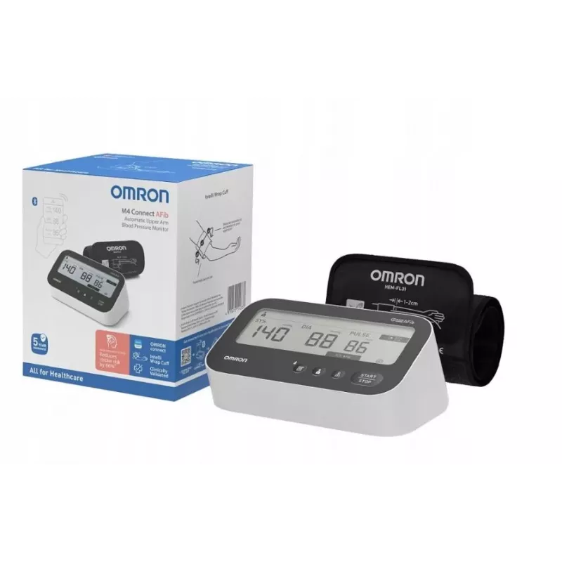 Medidor de tensão arterial de braço OMRON M4 Connect Afib