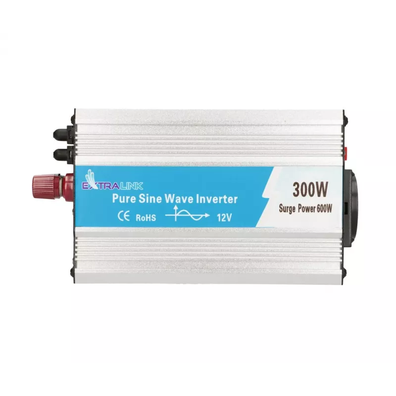 Conversor de tensão Extralink OPIP-300W 12V 300W onda sinusoidal pura, caixa de alumínio, refrigeração ativa