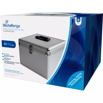 MEDIARANGE BOX76 - caixa de armazenamento - 300 discos - prateado - feltro - plástico - madeira - 120 mm - alumínio