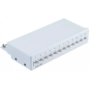 Patch panel 1U ShiverPeaks BS75077 RJ-45 Cat6a cinzento metal