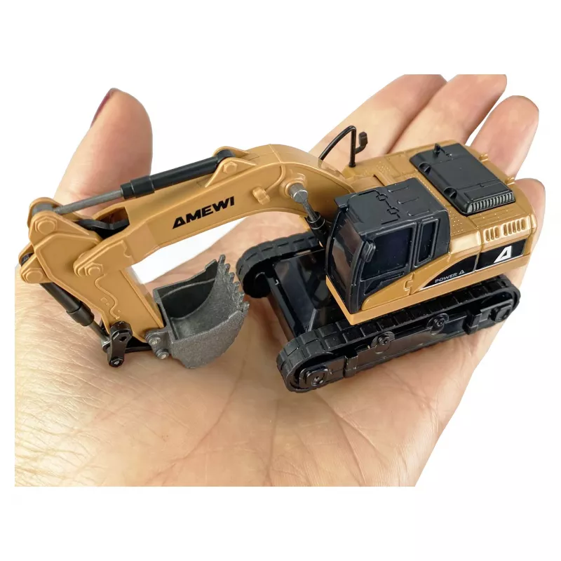 Escavadora modelo RC Amewi 22744 escala 1:64, motor elétrico, LiPo 200 mAh, para crianças a partir dos 6 anos