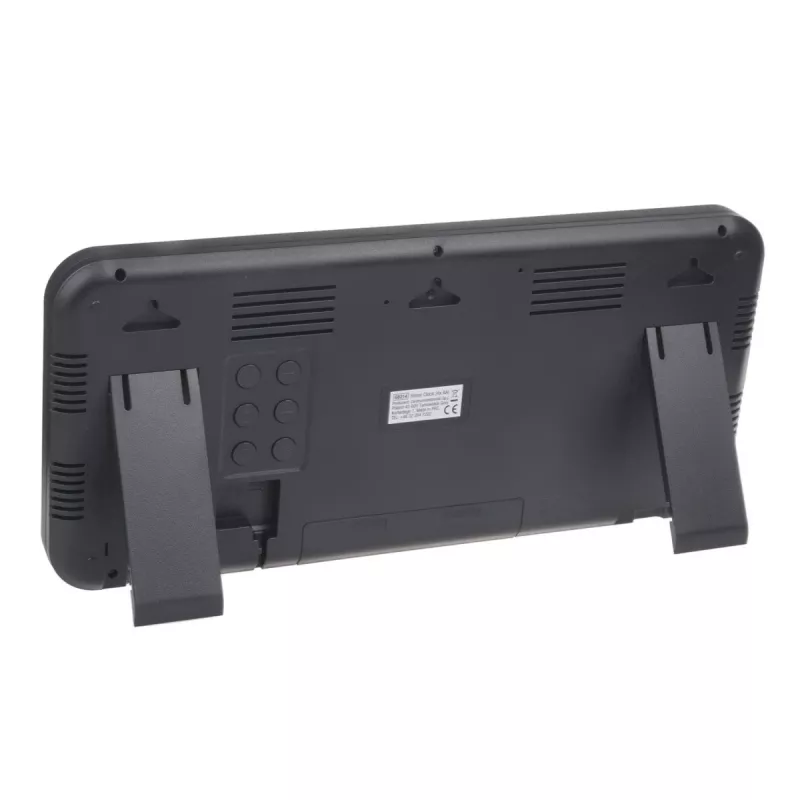 Relógio digital grande montagem na parede ou autónomo com sensor de temperatura 37x17cm ecrã LCD adaptador de rede e pilhas