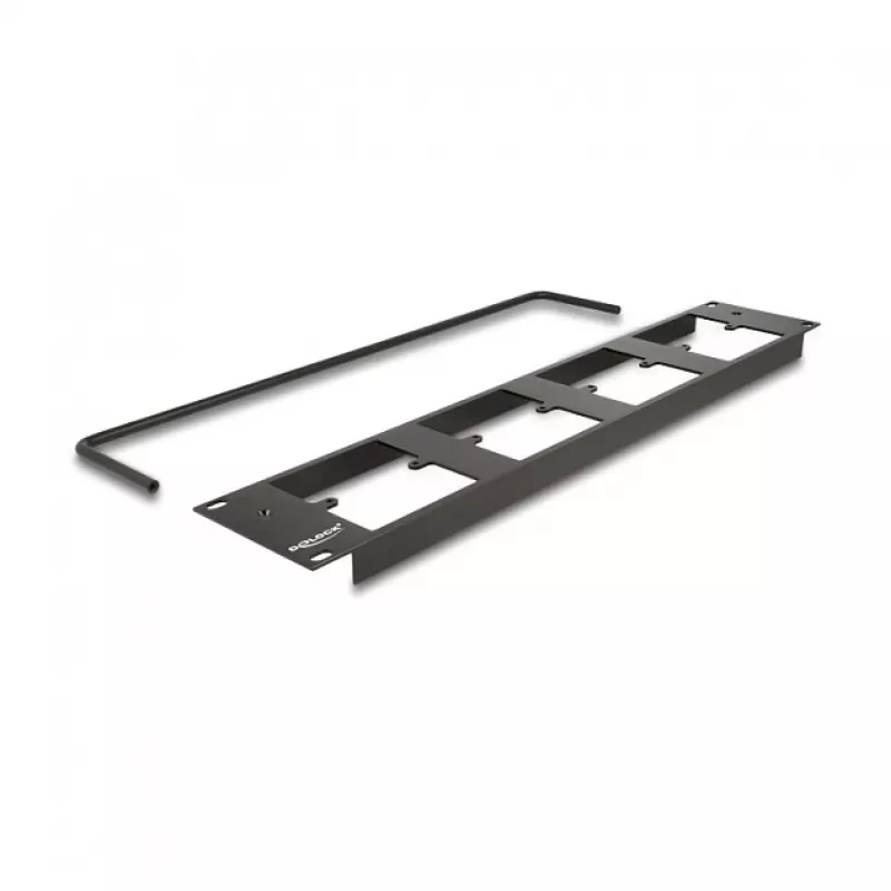 Delock 88195 patch panel de 19" tipo D com 4 placas de 86 x 86 mm, 4 portas, 2U, preto