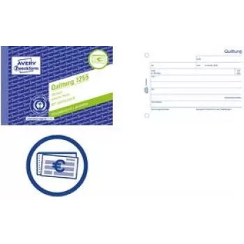 Bloco de recibos AVERY 1255 – recibos pré-impressos com IVA, cópias destacáveis, páginas A4