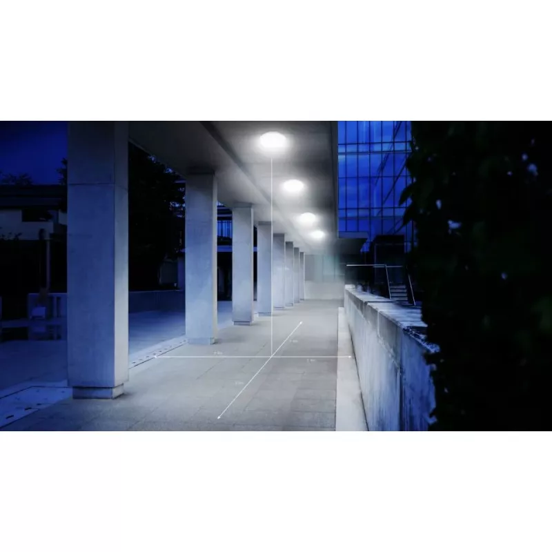 Luminária de teto Steinel DL Vario Quattro PRO S — luminária LED redonda 14 W, branco, 310×69 mm, detetor de movimento integrado