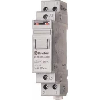 Interruptor de impulso FINDER 24VDC 20.22.9.024.4000 Série 20 para calha DIN 2S 16A 20.22.9.024.4000 (202290244000)