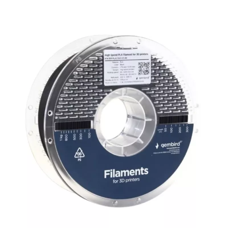 Filamento para impressão 3D Gembird PLA 1,75 mm preto 1 kg bobina