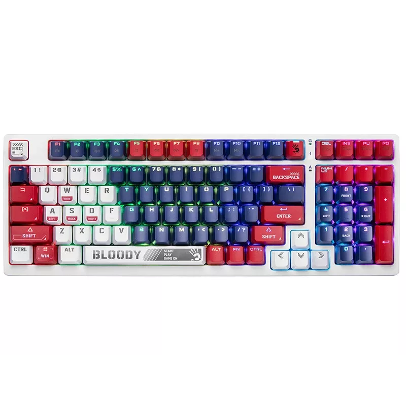 Teclado gaming mecânico A4Tech Bloody S98, USB, Sports Navy, interruptores BLMS Red Plus