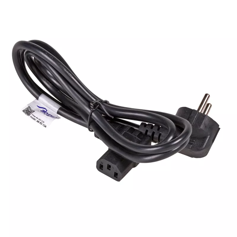 Cabo de alimentação angular AKYGA AK-PC-12A CEE 7/7 para IEC C13, 3 m, preto