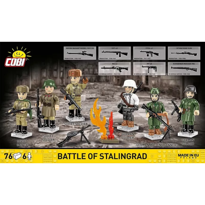 Conjunto de construção Cobi Batalha de Stalingrado — 76 peças, diorama histórico