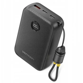 Carregador portátil Vention FKBB0-C 20000 mAh Powerbank, 1x USB-A + 2x USB-C, preto
