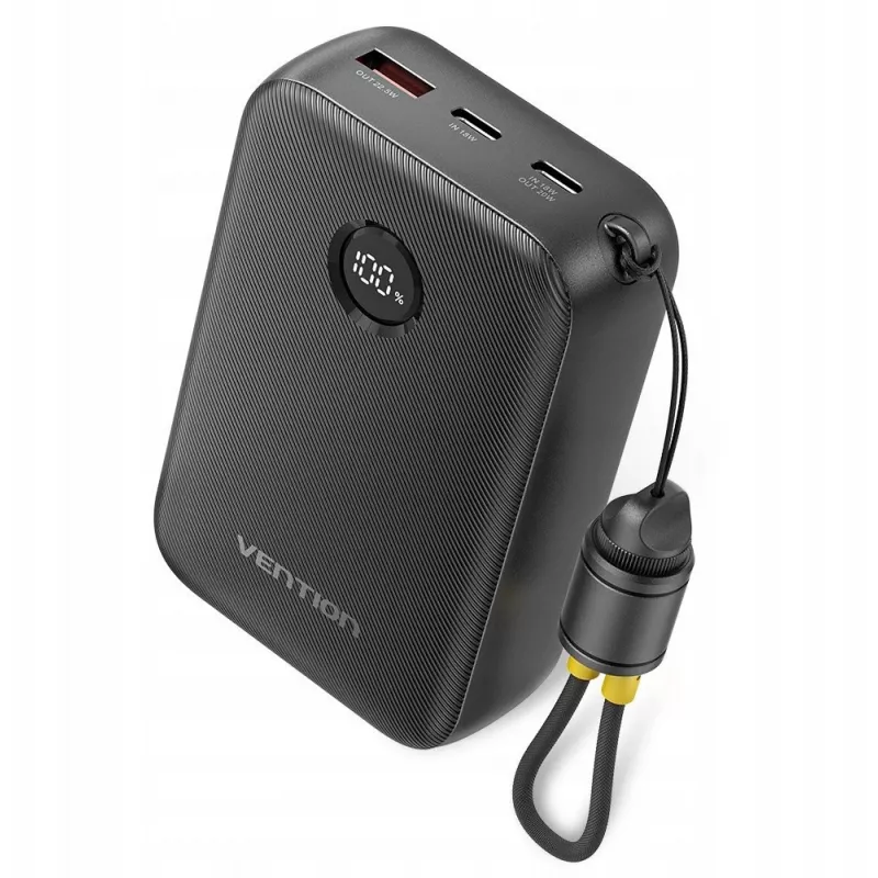 Carregador portátil Vention FKBB0-C 20000 mAh Powerbank, 1x USB-A + 2x USB-C, preto