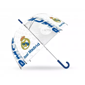 Guarda-chuva manual transparente Kids Euroswan Real Madryt — pano simples, abertura manual, tamanho criança