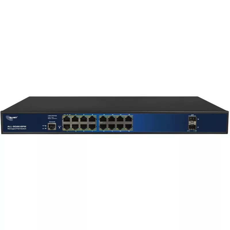 Switch PoE ALLNET ALL-SG8618PM 18 portas Gigabit (16 PoE + 2 uplink)