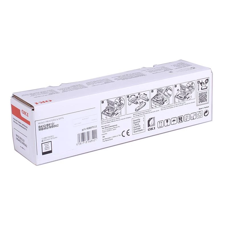 Oki B432 12K toner ultra alto rendimento preto 45807111 OK06342