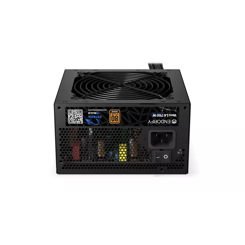Fonte de alimentação ENDORFY Vero L6 750 W, 24 pinos ATX, 80 PLUS Bronze, ventoinha de 120 mm, preto