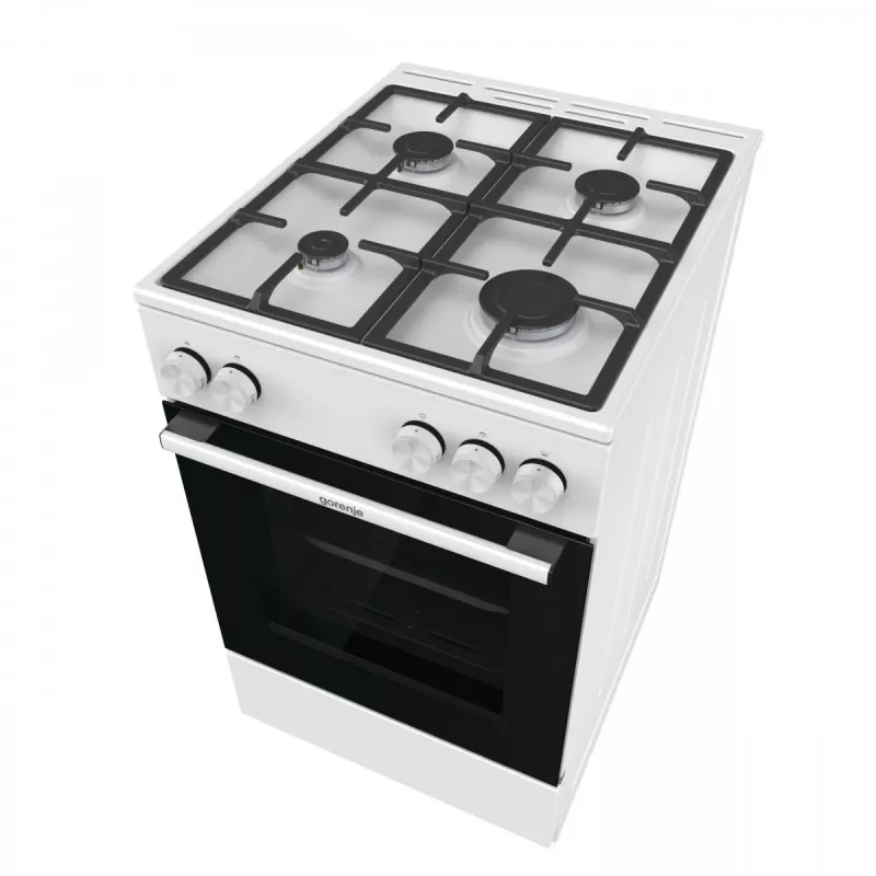 Fogão a gás independente com forno Gorenje GG5A10WFFM — placa de 4 bicos, forno de 70 l, superfície esmaltada, branco