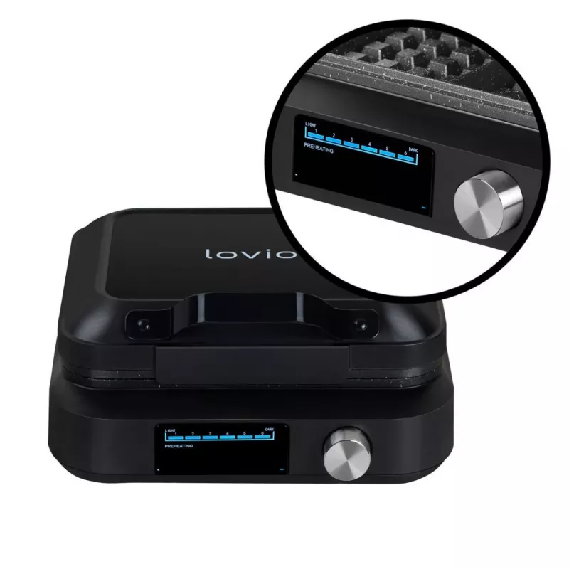 Máquina de waffles Lovio LVWF002BK 1500W preta