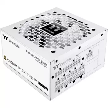 Fonte de alimentação PSU THERMALTAKE Toughpower GT Snow 1000W ATX 24-pin, 80 PLUS Gold, branco, ventoinha 120mm