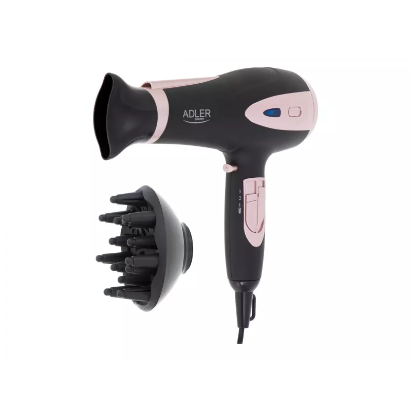 Adler | Secador de cabelo | AD 2248b ION | 2200 W | Número de níveis de temperatura 3 | Função iões | Difusor | Preto/Rosa