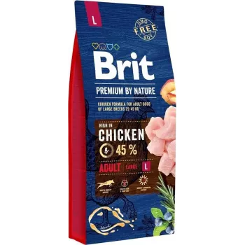Alimento seco para cães Brit Premium by Nature Junior L 15 kg — frango, para raças grandes, proteína 28%, gordura 16%