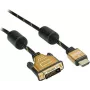 Roline Gold - Cabo de vídeo - Dual Link - HDMI / DVI - DVI-D (macho) para HDMI (macho) - 1 m - Blindado - Preto, Dourado - Suporte 4K