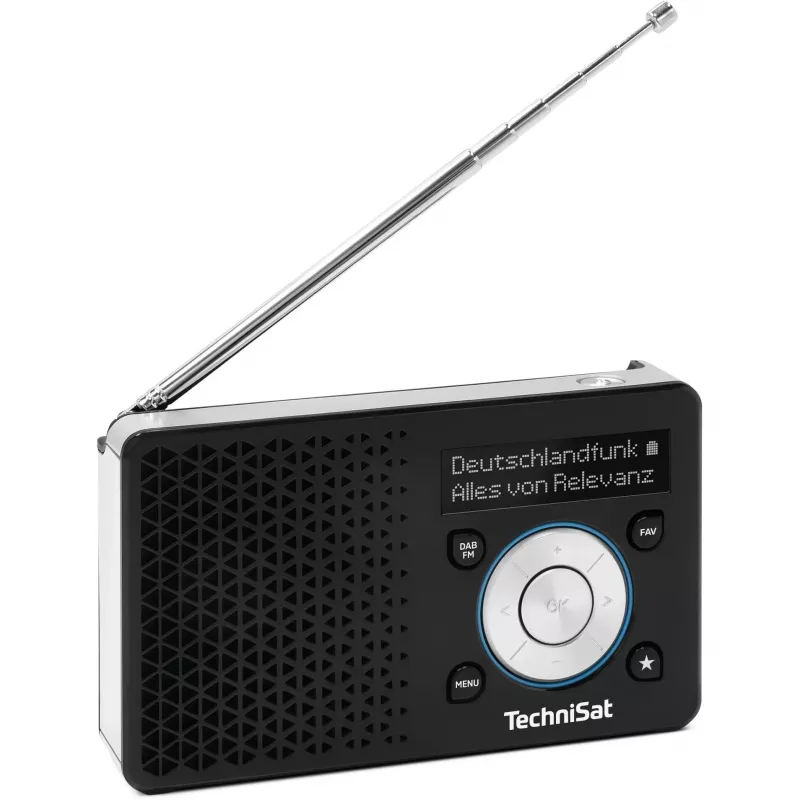 TechniSat DigitRadio 1 A 0100/4997 rádio digital, DAB+/FM, RDS, 40 estações memorizáveis, função de aviso ASA, preto/prateado
