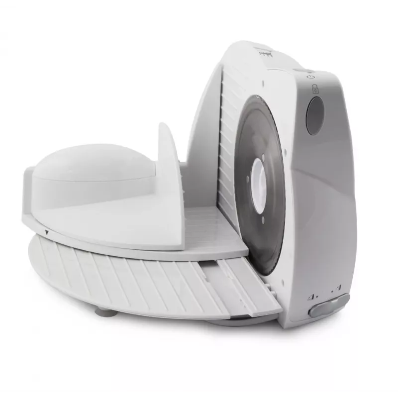 Máquina de cortar fiambre elétrica ESPERANZA EKM017W — 150 W, lâmina de aço inoxidável de 17 cm, espessura máxima de corte 15 mm, cor aço inoxidável, caixa em plástico