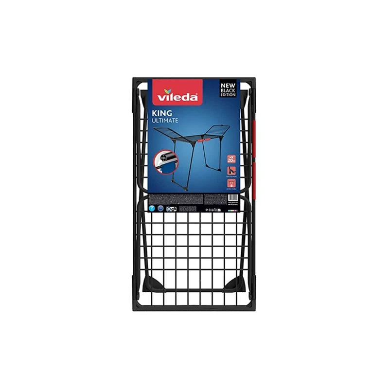 Estendal VILEDA King Ultimate 174096 — estendal dobrável em aço, 20 m de área de secagem, rodas, 112 cm de altura