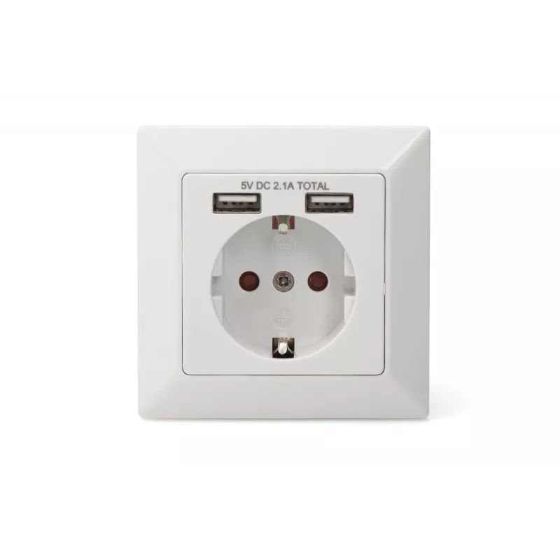 Tomada de segurança para montagem encastrada Digitus DA-70613 com 2 portas USB