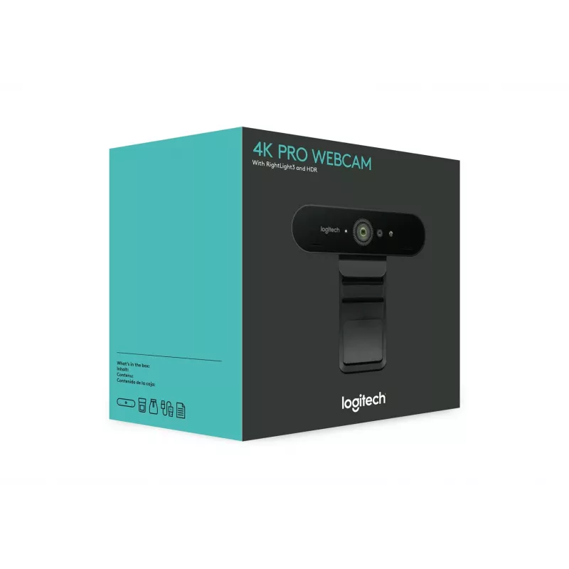 Logitech BRIO 4K Ultra HD Pro webcam 960-001106, 4096x2160, HDR, RightLight 3, zoom digital 5x, focagem automática, USB 3.0 (USB-C), preta