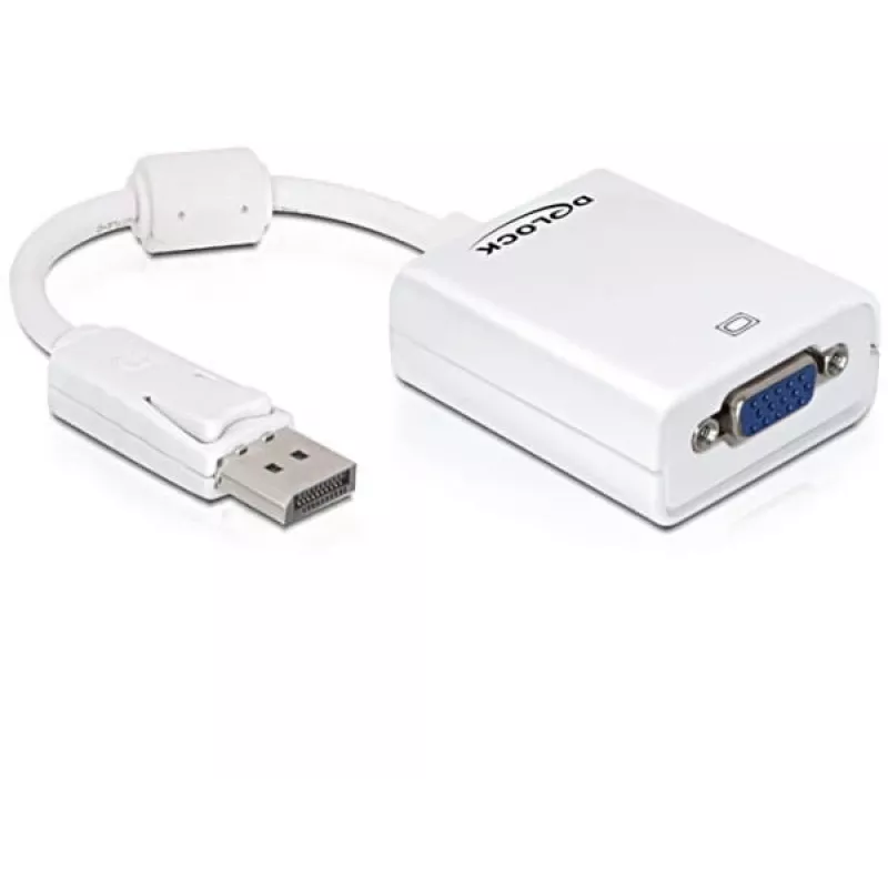 Adaptador de cabo de vídeo DeLOCK 61766 0,125m VGA DisplayPort branco