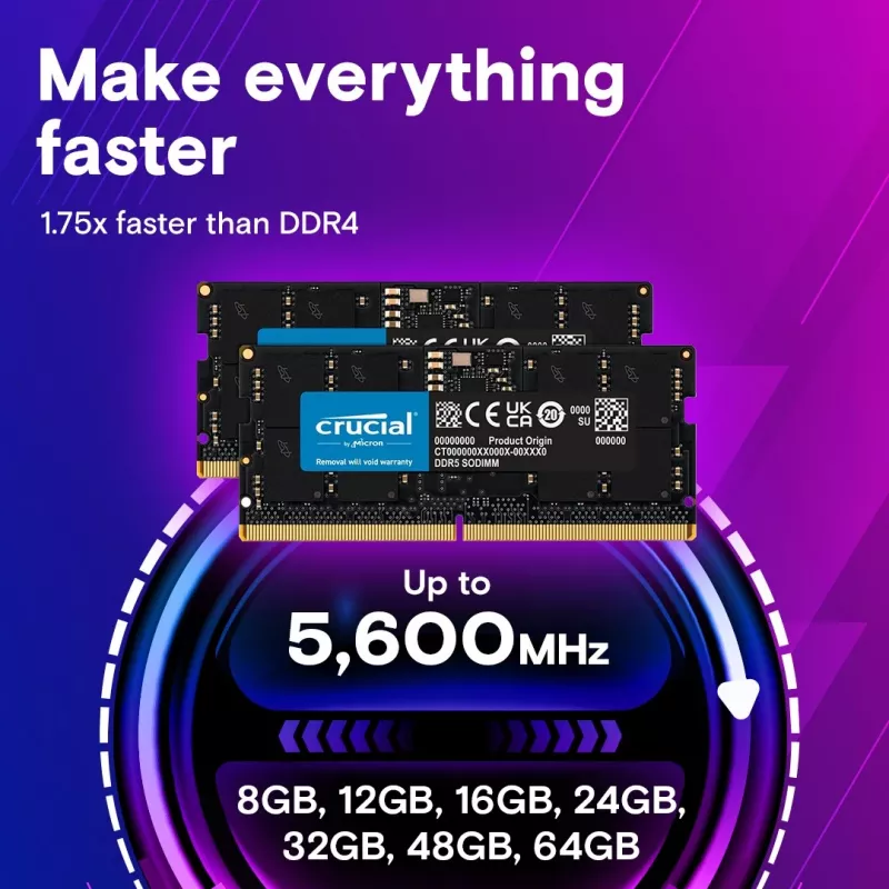 Memória para portátil DDR5 SODIMM 64GB(1*64)/5600 CL46