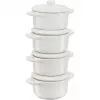 Conjunto de 4 mini cocottes Staub redondas, cerâmica, branco marfim (1009383)