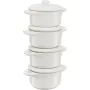 Conjunto de 4 mini cocottes Staub redondas, cerâmica, branco marfim (1009383)