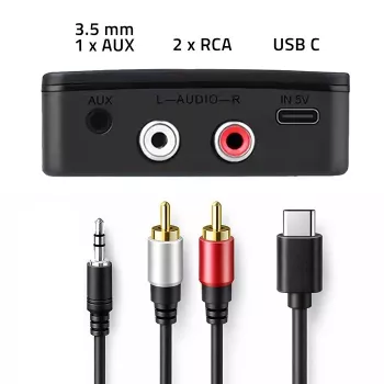 Emissor/receptor de áudio HiFi sem fios QOLTEC modelo 56981 — ponte de áudio Bluetooth/Line-In