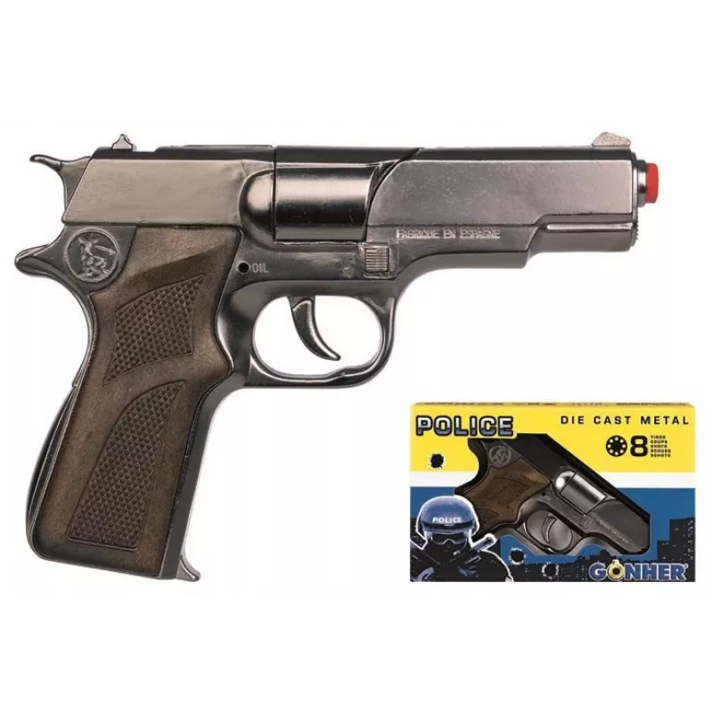 Pistola de polícia em metal Pulio GONHER 125/0 155125/0 — pistola de brinquedo em metal, modelo 125/0