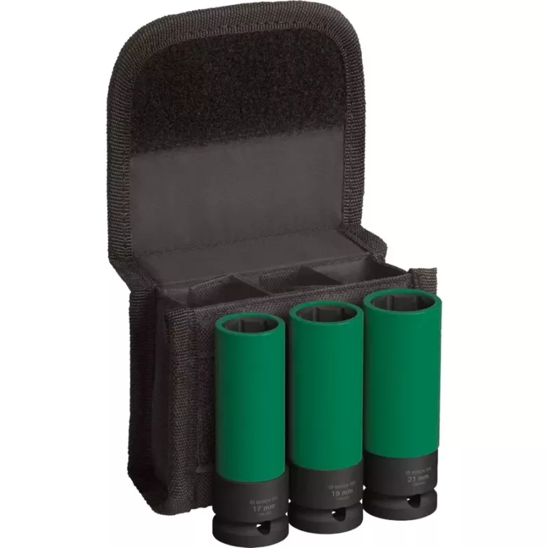 Conjunto de chaves de impacto Bosch PRO 1/2 polegadas, 3 peças, chaves de caixa profundas com proteção de jante
